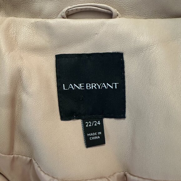 Lane Bryant 22/24 Faux Leather Ruffle Jacket Coat Moto - Picture 2 of 9